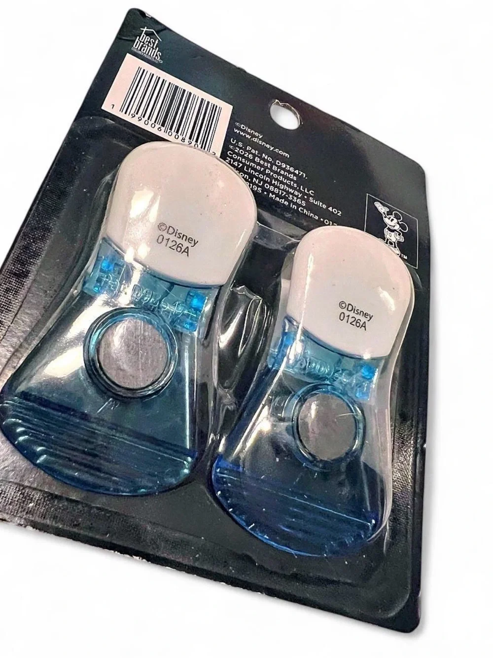 Disney Mickey Mouse 2-Pack Magnetic Bag Clips - Blue with Black & White Tops